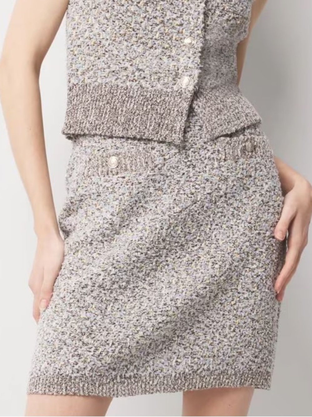 White House Black Market Metallic Tweed Sweater Skirt